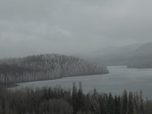 A little open water and a lot of ice still on Lac des Roches May 3